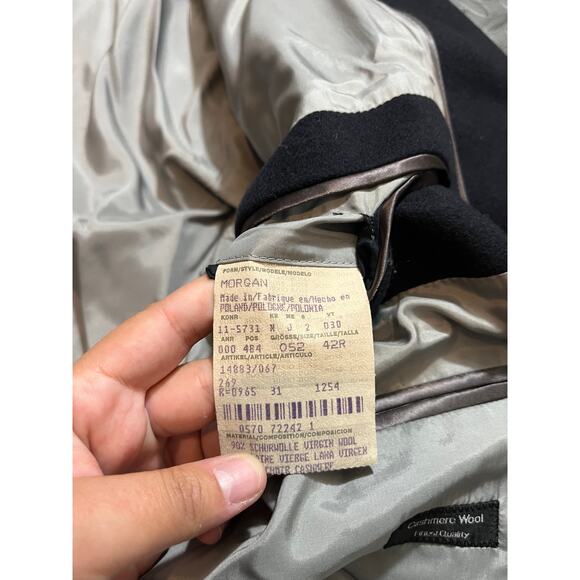 HUGO BOSS Mens Morgan navy Blue Virgin Wool Blend Overcoat Coat Size 42R - Picture 8 of 10